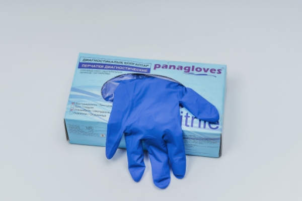 Перчатки диагностические нитриловые текстурированные неопудренные нестерильные Panagloves>